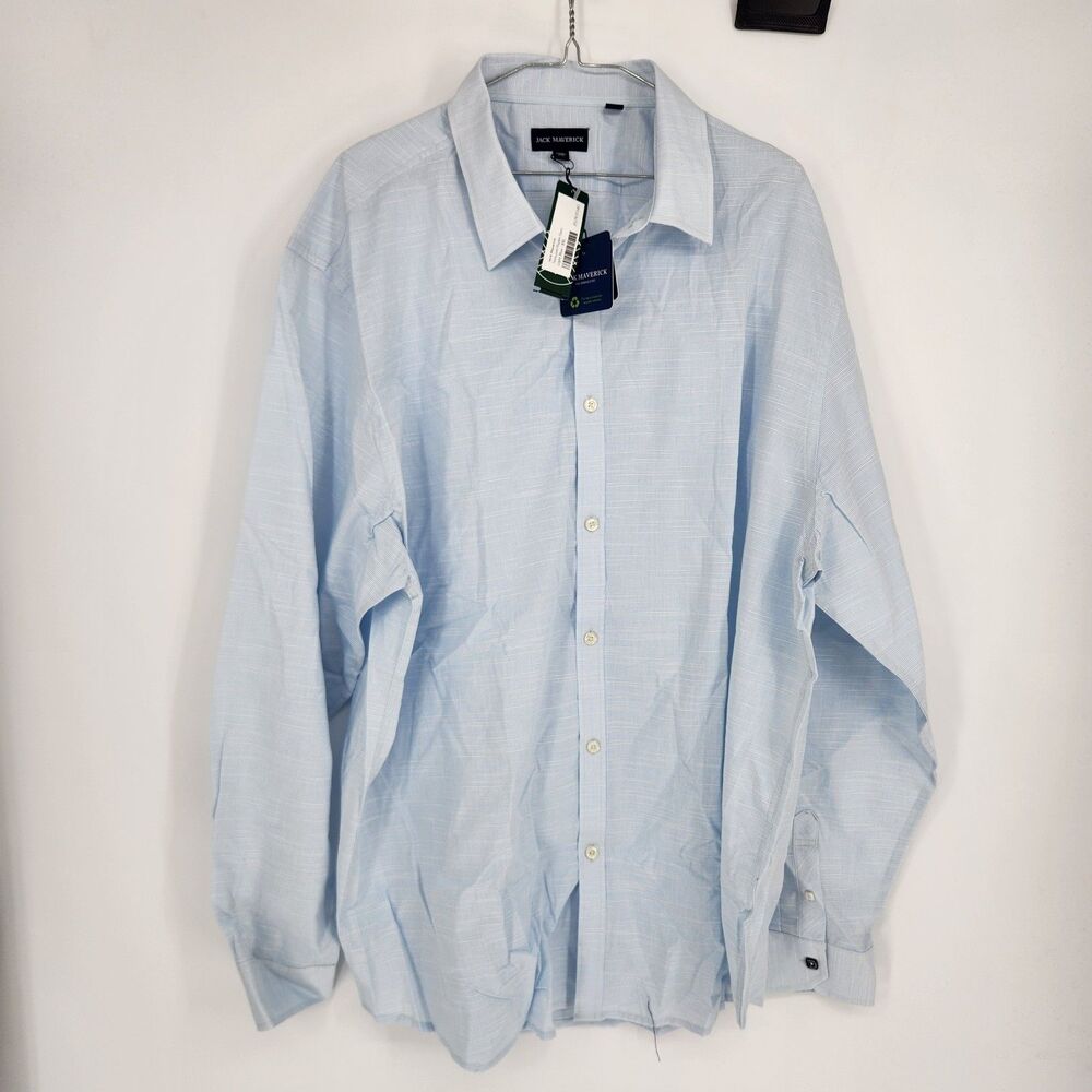 Jack Maverick Men's XXL Light Blue Textured Poplin Shirt NWT